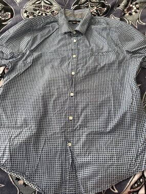Structure Men’s Slim Fit Blue Patterned Button-Up Shirt - Size Large